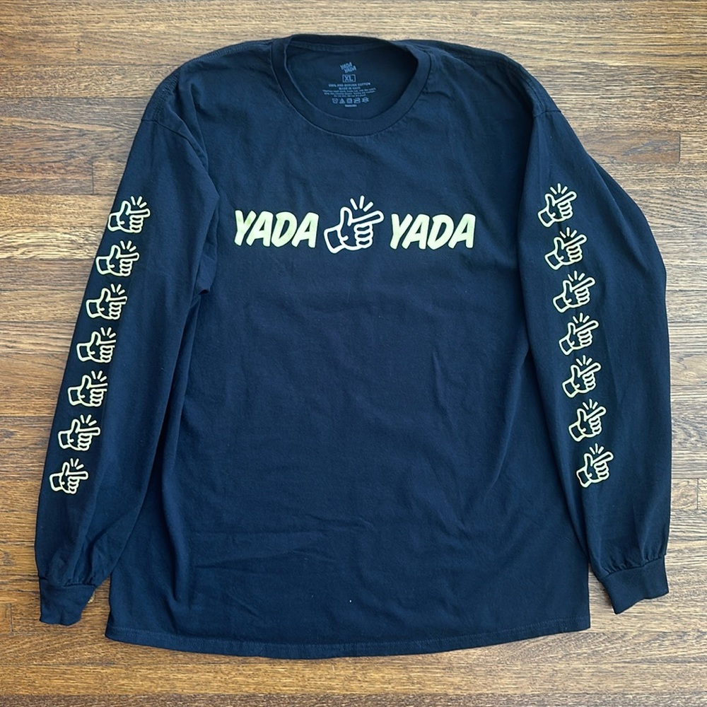 Men’s Black Cotton Long Sleeve Graphic Tee Shirt